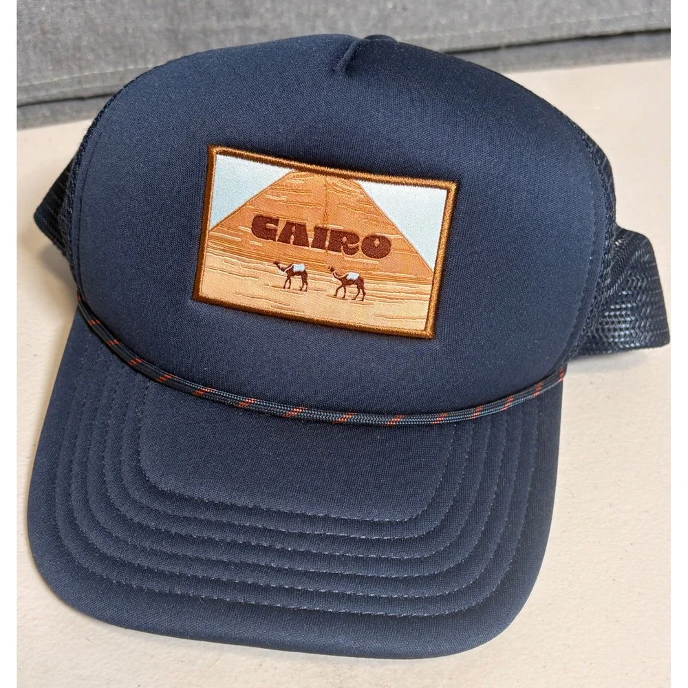 Locale‎ Outdoor Cairo Egypt Pyramid Mesh Trucker Hat Navy Blue Snapback Cap